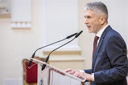 El ministro del Interior, Fernando Grande-Marlaska, durante su intervención en el acto