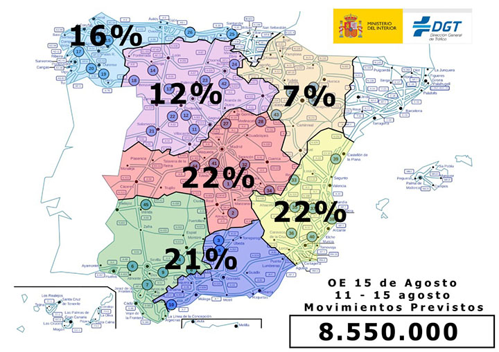 Desplazamientos operación 15 agosto