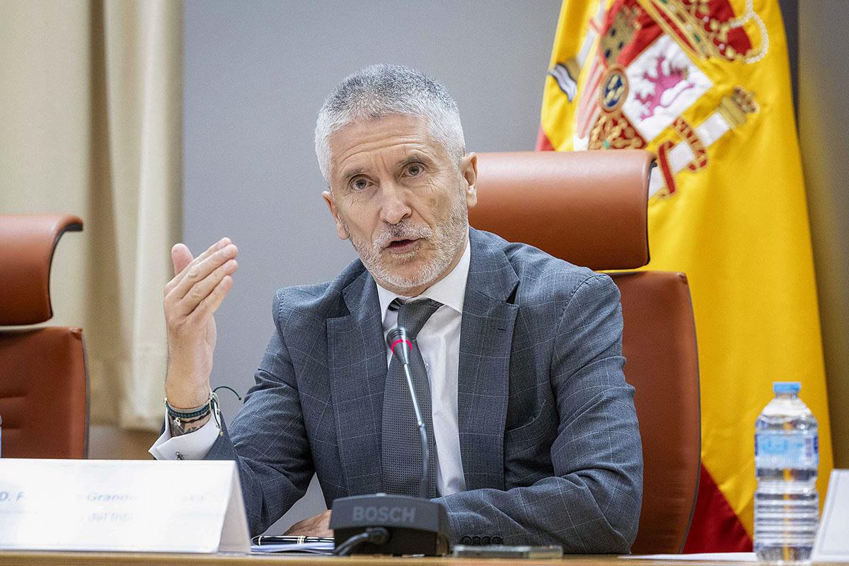 Fernando Grande-Marlaska durante la presentación de un paquete de medidas para reducir la siniestralidad vial.