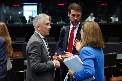 ​​El ministro del Interior, Fernando Grande-Marlaska, en el transcurso del Consejo de Ministros de la Unión Europea