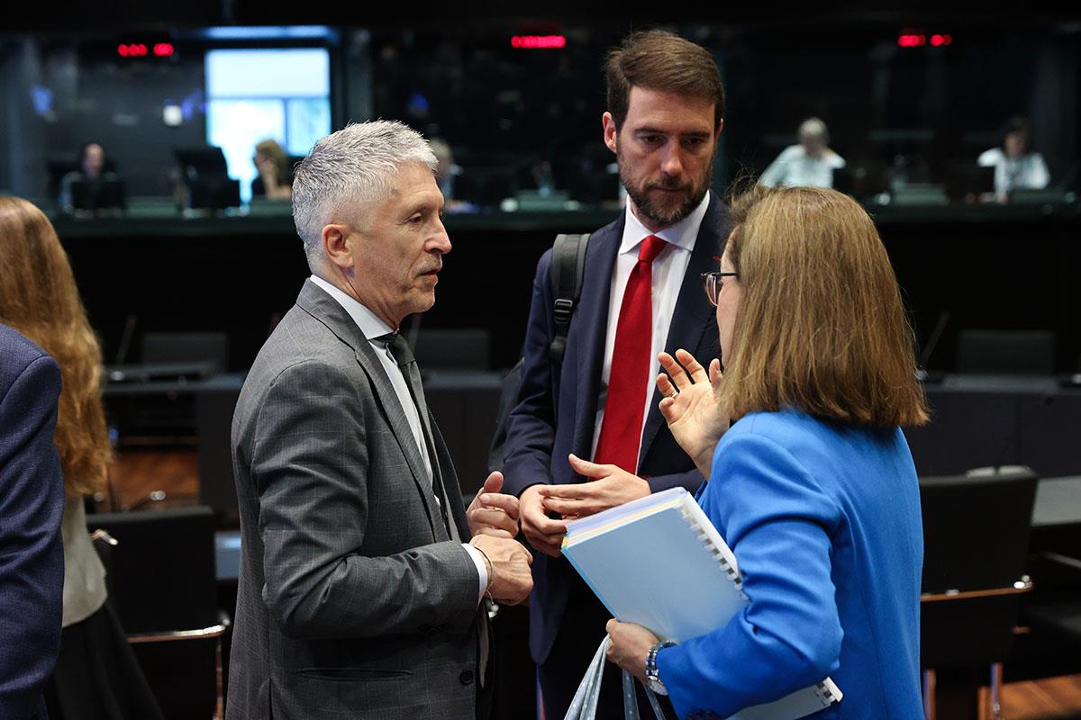 ​​El ministro del Interior, Fernando Grande-Marlaska, en el transcurso del Consejo de Ministros de la Unión Europea