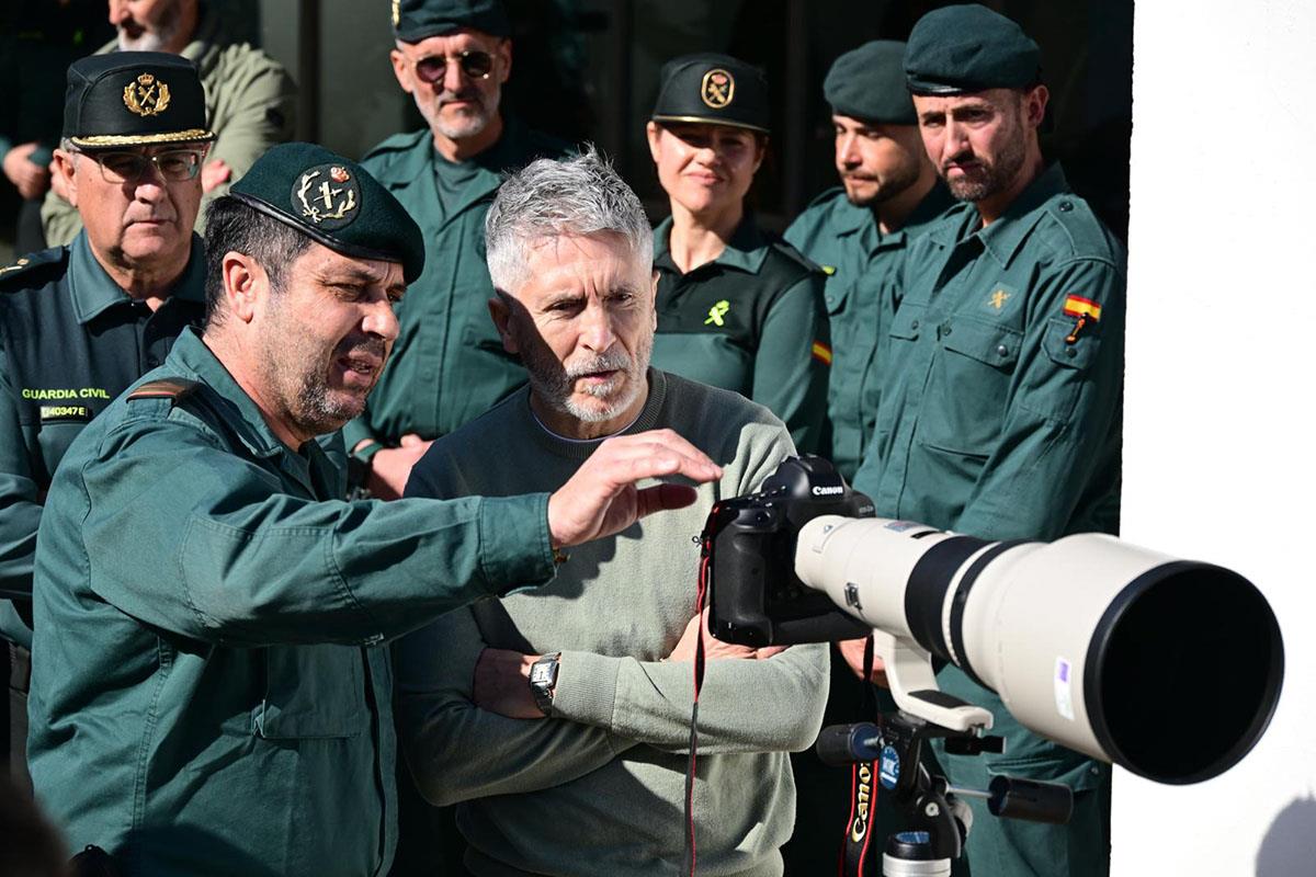 El ministro del Interior, Fernando Grande-Marlaska, durante una exhibición de medios técnicos 