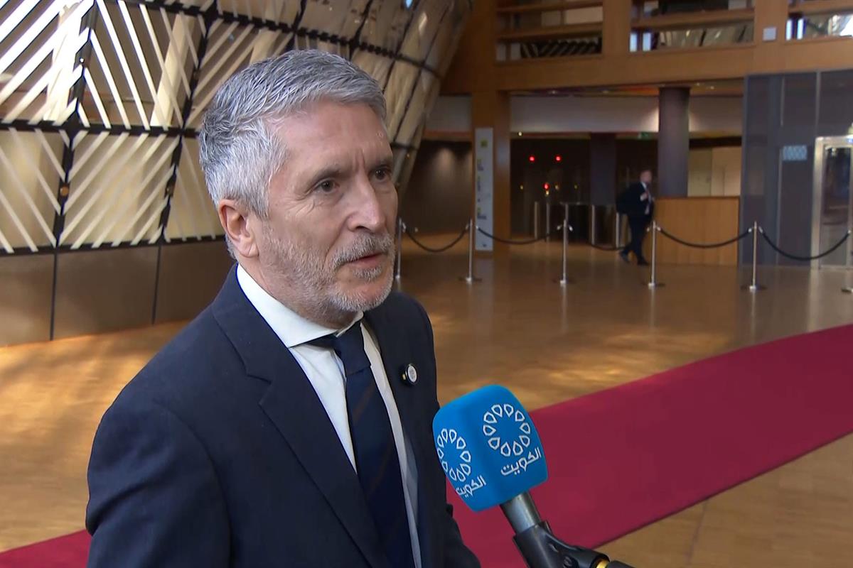 El ministro Grande-Marlaska, a su llegada al Consejo de Ministros de Interior de la UE, en Bruselas