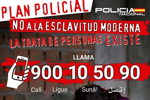 El teléfono para denunciar casos de trata y explotación en España de la Policía Nacional.