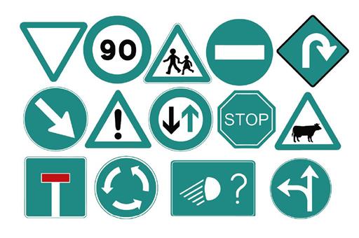 Portada de la Guía para la mejora de la accesibilidad al permiso de conducción, con diversas señales de tráfico