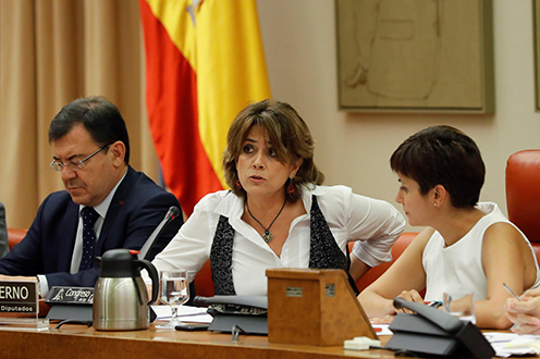 La ministra de Justicia, Dolores Delgado, en la Comisión de Justica del Congreso de los Diputados