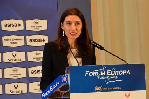La ministra de Justicia, Pilar Llop, durante su intervención en el desayuno informativo Nueva Economía Fórum
