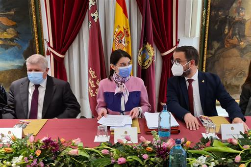 Pilar Llop en el transcurso de la reunión que ha mantenido con el alcalde de Lorca