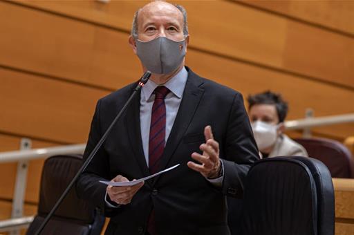 El ministro de Justicia, Juan Carlos Campo, durante su intervención en el Senado