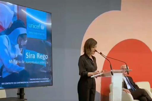 La ministra de Juventud e Infancia, Sira Rego, durante su intervención