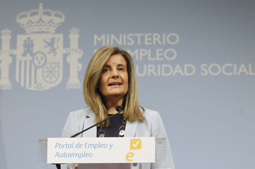 Fátima Bañez durante la presentación del nuevo portal de empleo