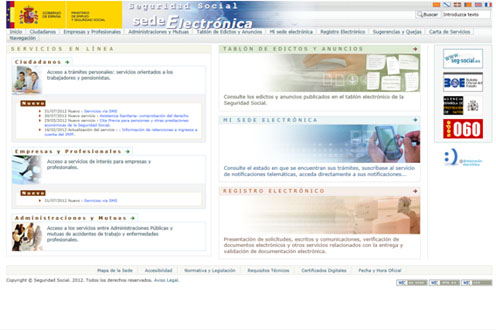 Foto de la Sede electrónica de la Seg.Social (Archivo)