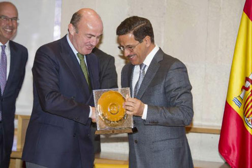 Luis de Guindos y Sultan bin Saeed Al Mansoori, ministro de los Emiratos Árabes