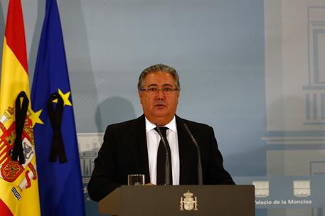 19/08/2017. Rueda de prensa del ministro del Interior. El ministro del Interior, Juan Ignacio Zoido, durante la rueda de prensa ofrecida par...