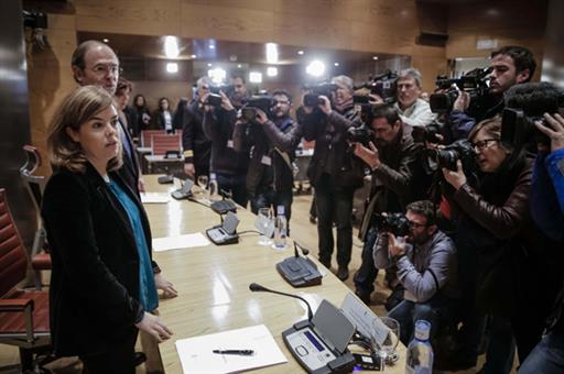 La vicepresidenta del Gobierno, en la constitución de la Comisión de Transparencia y Buen Gobierno (Foto: EFE)