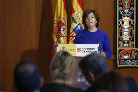 20/09/2017. Sáenz de Santamaría firma un convenio para financiar inversiones en Teruel. La vicepresidenta del Gobierno y ministra de la Pres...