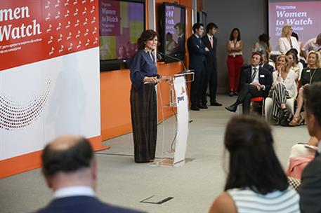 12/07/2018. La vicepresidenta clausura el programa Women to Watch. La vicepresidenta del Gobierno, ministra de la Presidencia, Relaciones co...