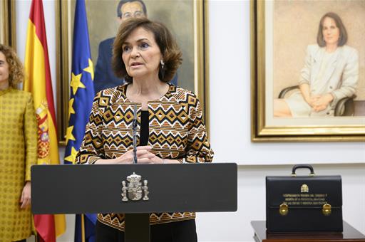 La vicepresidenta primera del Gobierno durante su toma de posesión