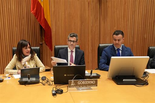 Félix Bolaños durante la presentación del Plan Normativo en el Congreso de los Diputados