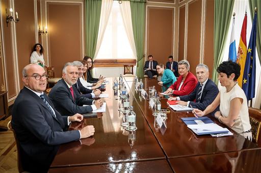 Los ministros Ángel Víctor Torres, Fernando Grande Marlaska y Elma Saiz durante la reunión