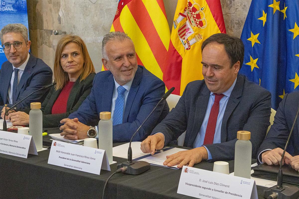 El ministro Ángel Víctor Torres copreside, junto al presidente de la Comunitat Valenciana, la Comisión Mixta de la DANA