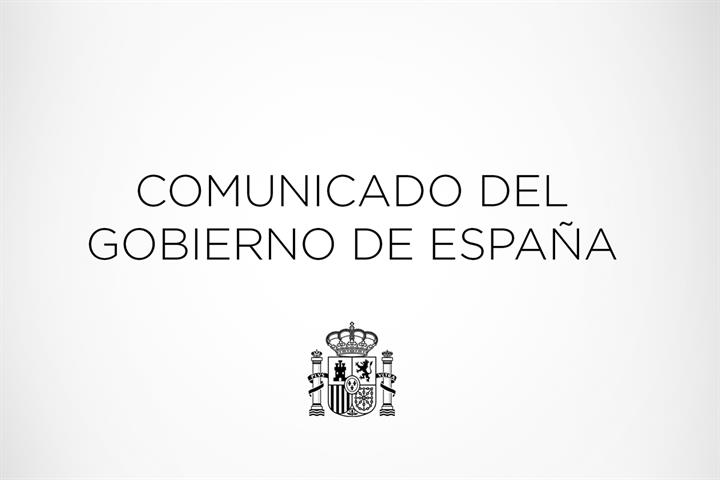 Cartela del comunicado del Gobierno de España