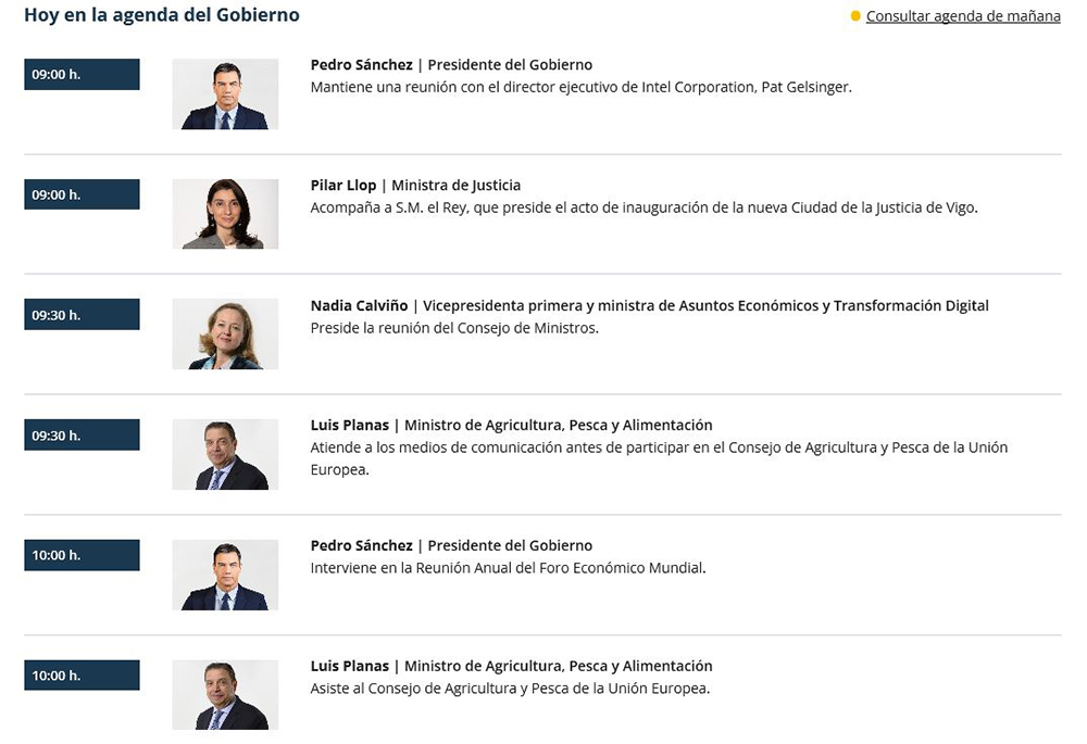 Agenda del Gobierno