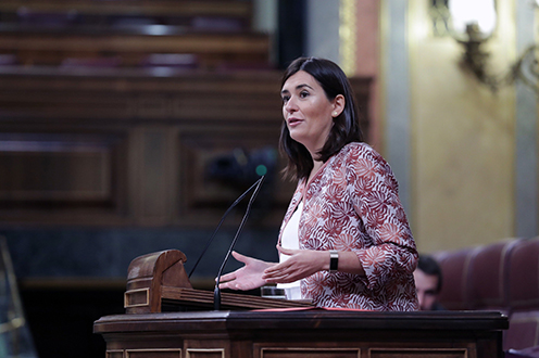 La ministra de Sanidad, Consumo y Bienestar Social, Carmen Montón, durante su intervención en el pleno del Congreso 