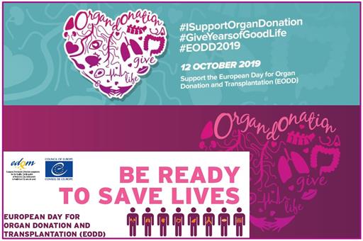 Collage de dibujos del cartel y del programa del Día Europeo del Donante