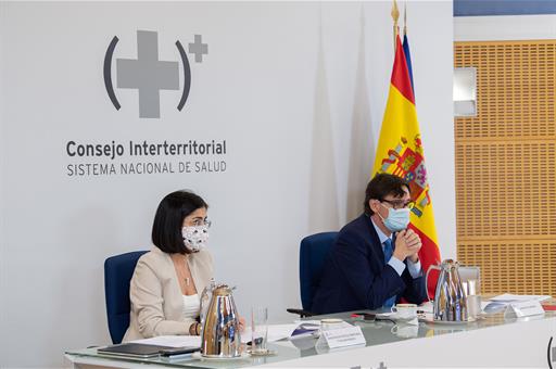 Salvador Illa y Carolina Darias durante la reunión del Consejo Interterritorial del Sistema Nacional de Salud