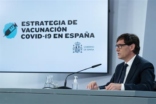 El ministro de Sanidad, Salvador Illa, anuncia que el proceso de vacunación frente a la COVID-19 empezará el día 27 de diciembre