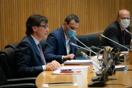 El ministro de Sanidad, Salvador Illa, durante su intervención en el Congreso