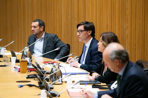 El ministro de Sanidad, Salvador Illa, durante su comparecencia en la Comisión de Sanidad del Congreso