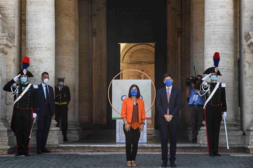 La ministra Darias a su llegada la reunión de ministros y ministras del G20 Salud en Roma