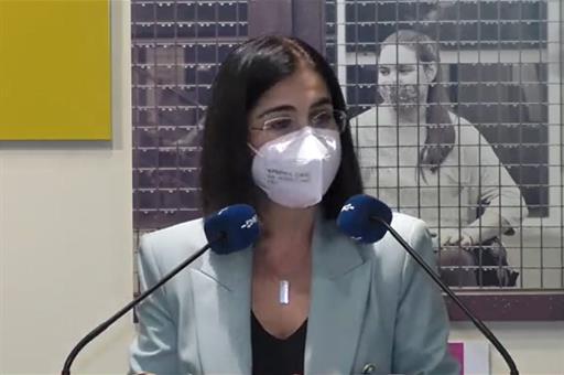 La ministra de Sanidad, Carolina Darias, en la entrega del premio CERMI.ES 2021