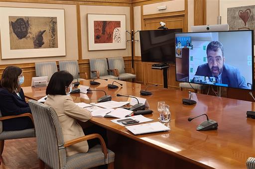 Carolina Darias conversa con videoconferencia el presidente del Foro Español de Pacientes (FEP), Andoni Lorenzo