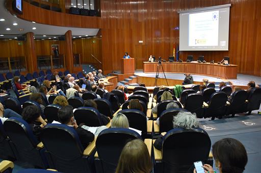 La ministra Darias durante su intervención en la Comisión de Salud Pública