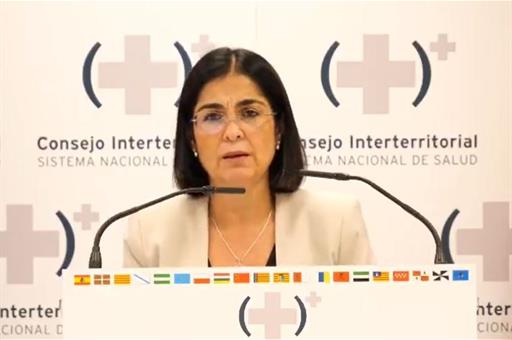 La ministra de Sanidad, Carolina Darias, en rueda de prensa tras Consejo Interterritorial del Sistema Nacional de Salud