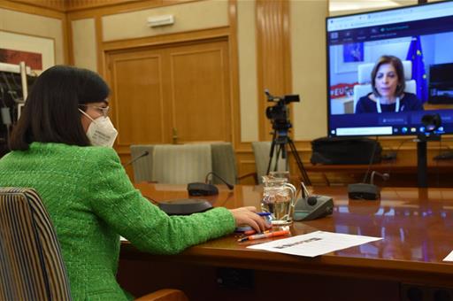 La ministra Darias durante la reunión