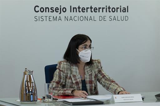 La ministra de Sanidad, Carolina Darias, durante el Consejo Interterritorial del Sistema Nacional de Salud