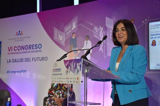 La ministra Carolina Darias durante su intervención en el VI Congreso de Organizaciones de Pacientes