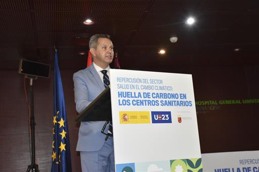 14/09/2023. Carbon Footprint Reduction Plan for the health sector. The acting Minister for Health, José Miñones, at the opening of the High ...