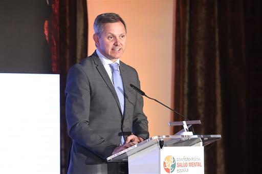 El ministro de Sanidad, José Miñones, durante su intervención en el XXII Congreso de la Confederación Salud Mental España