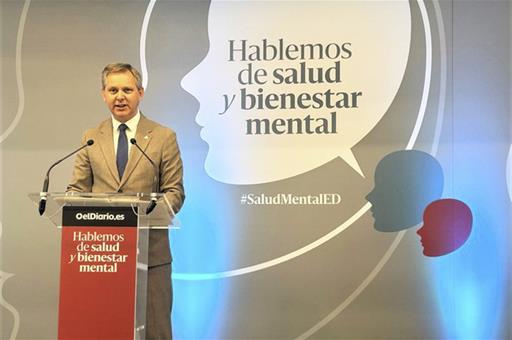 El ministro de Sanidad en funciones, José Miñones, en la clausura de la jornada 'Hablemos de Salud y Bienestar Mental'.