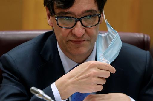 Salvador Illa durante su comparecencia en el Senado