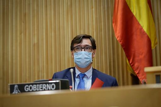 Salvador Illa durante su comparecencia en el Congreso