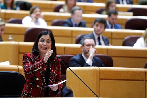 Carolina Darias durante su intervención en el Senado