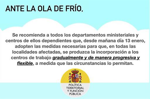 Política Territorial y Función Pública recomienda la reincorporación progresiva de las empleadas y empleados públicos