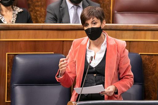 La ministra y portavoz, Isabel Rodríguez, durante su intervención en el Congreso