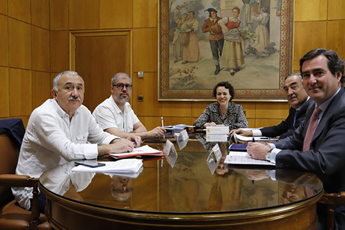  Pepe Álvarez, Unai Sordo, Magdalena Valerio, Joan Rosell, Antonio Garamendi